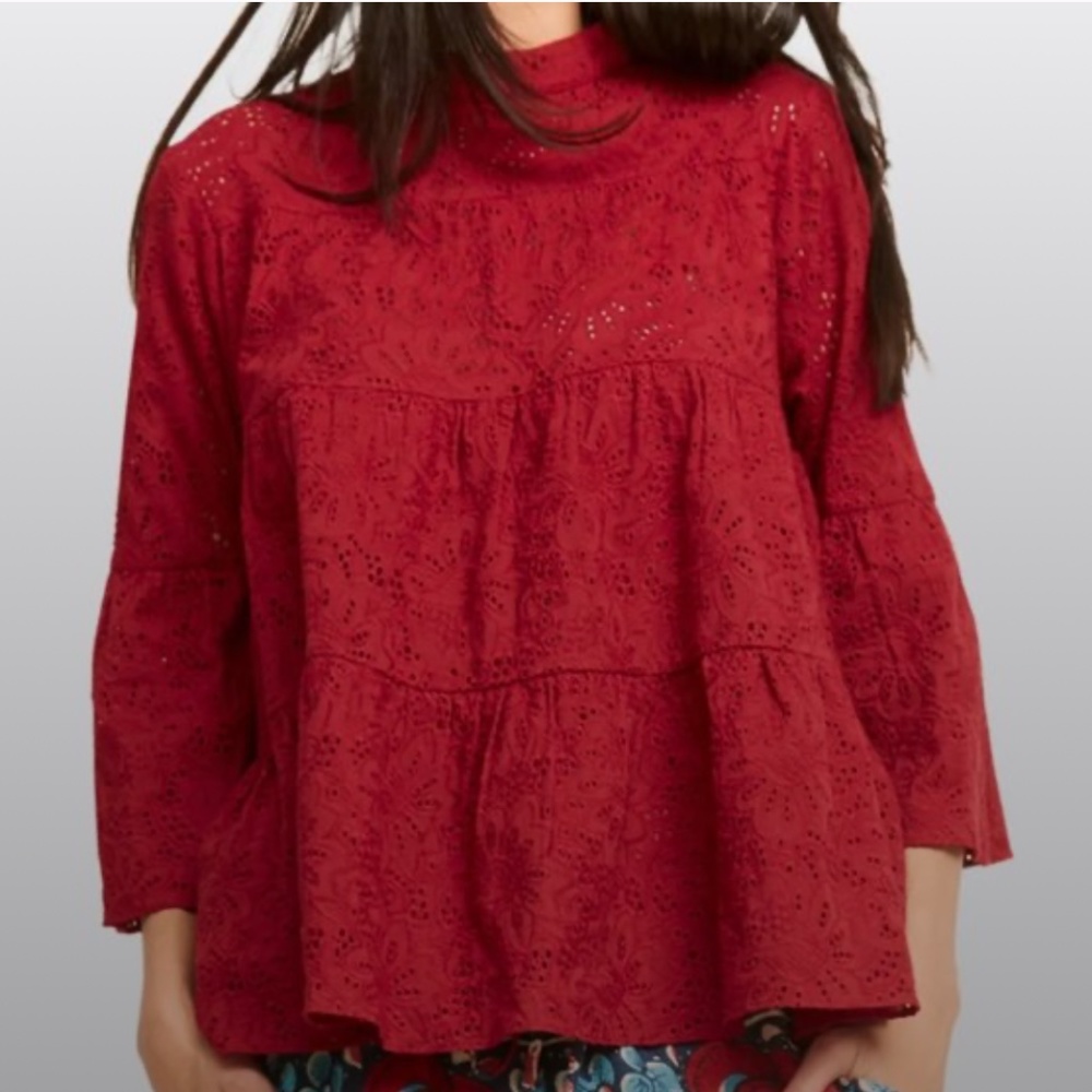 Warm Tiered Eyelet Top